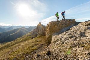 Hikers on ridge, Firth River Rafting, Ivvavik National Park, Yukon Territory.