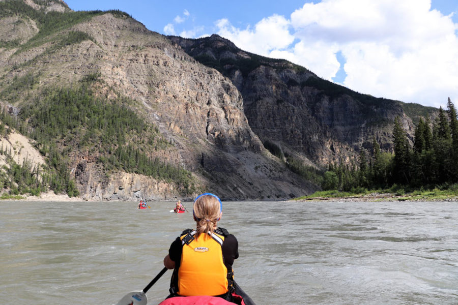 Canoeing the Nahanni River in Nahanni National Park Preserve in Canada's Northwest Territories.