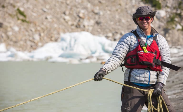a man holding a rope
