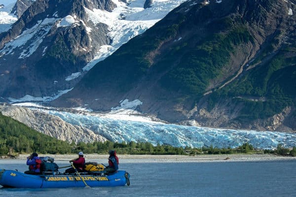 Rafting the Alsek River, which is renowned for large rapids, dramatic mountain valleys and glaciers, and is a true wilderness treasure.