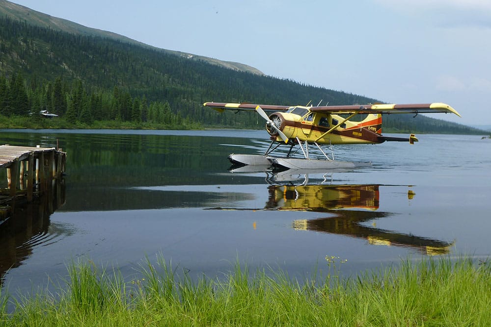 a plane on a lake