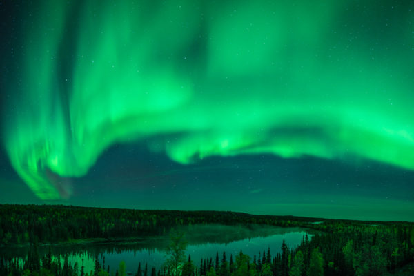 Northern Lights over a lake in the Northwest Territories