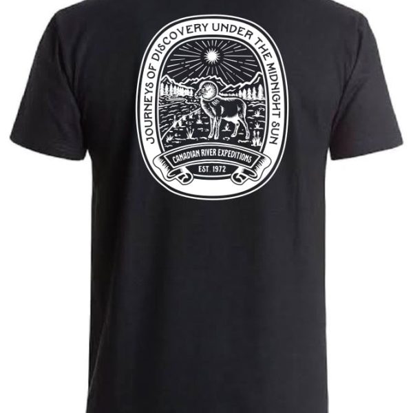 a black shirt with a white design on it