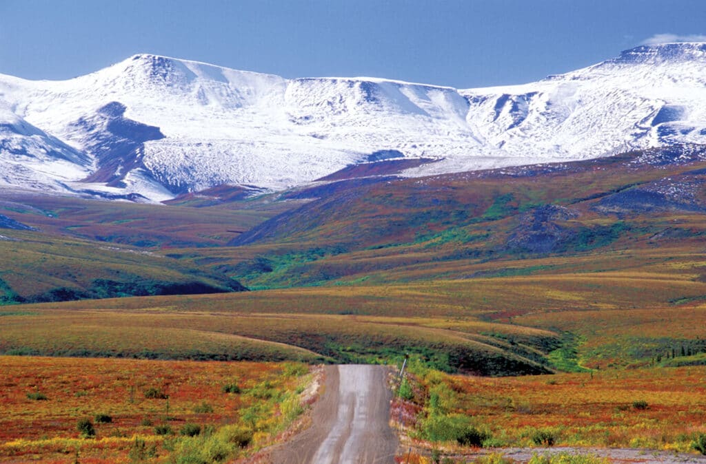 Snow covered mountains on the Dempster Highway, Yukon / Northwest Territories, Canada.