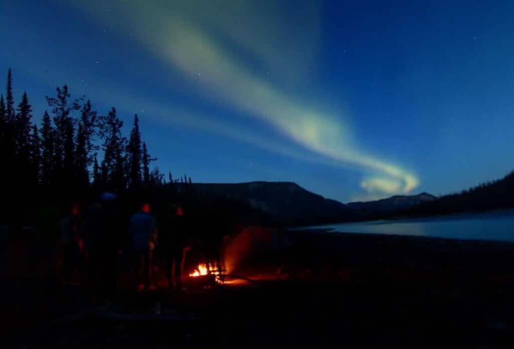 aurora over a river