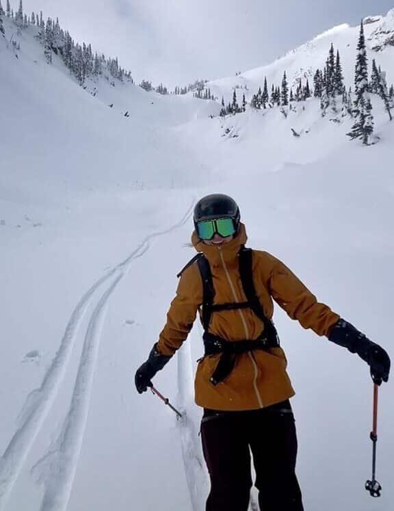 a person in a ski suit