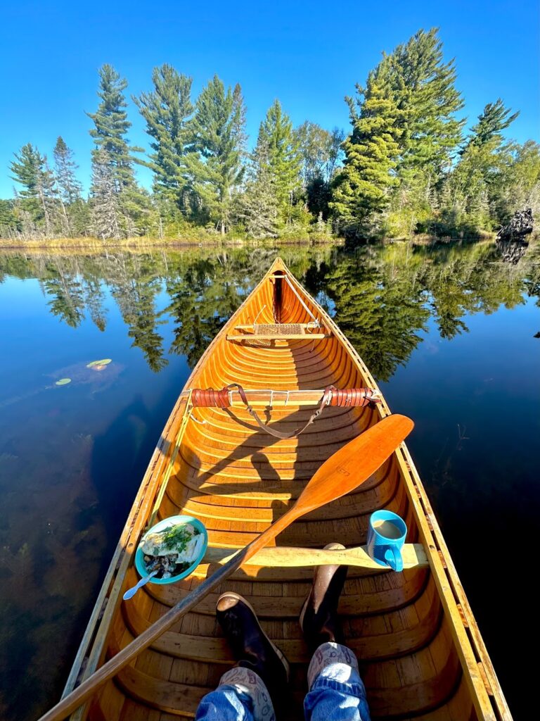 a canoe on a lake