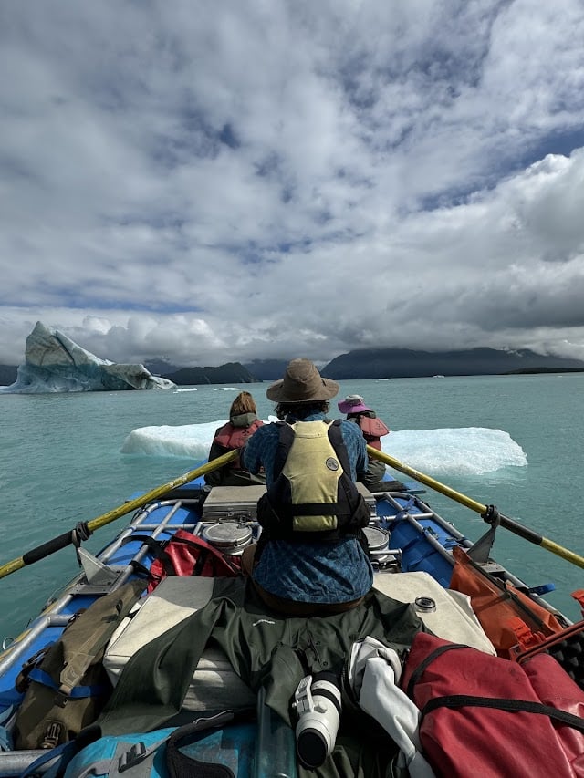 Kayakers on a glacial lake