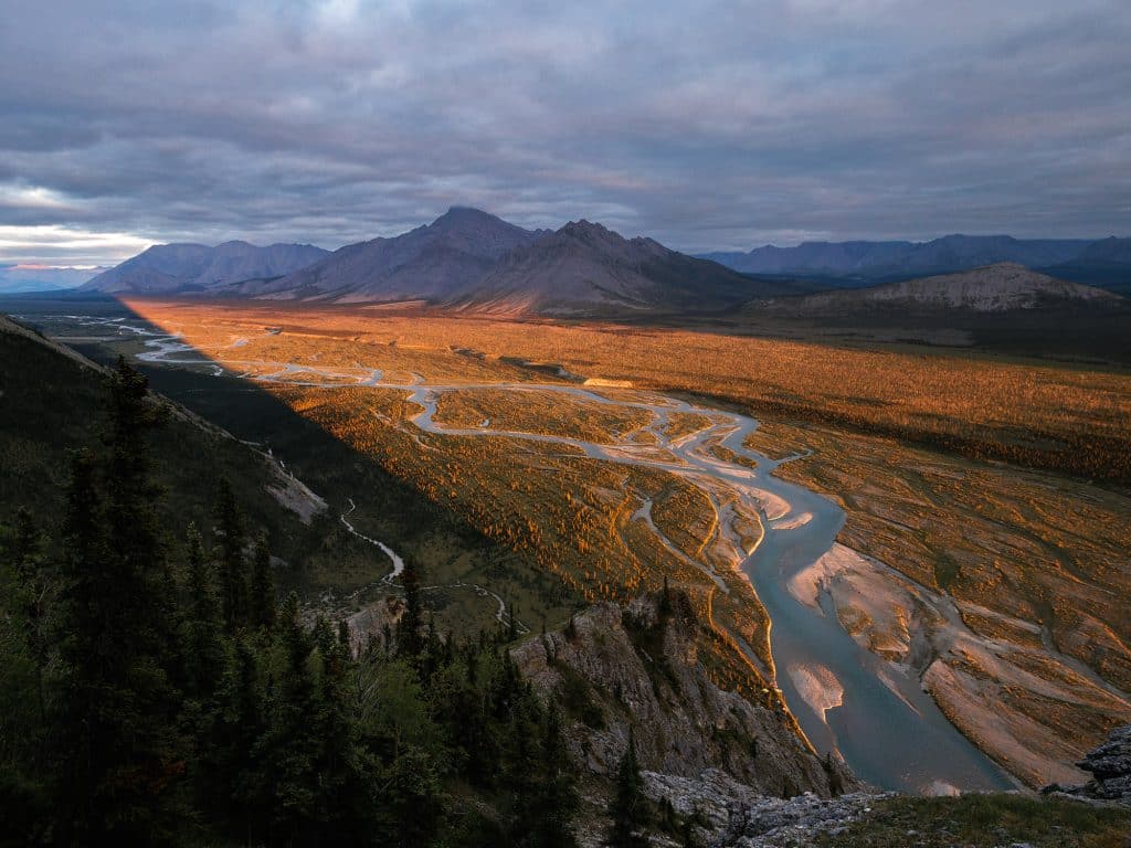 Mountainous landscape with winding river